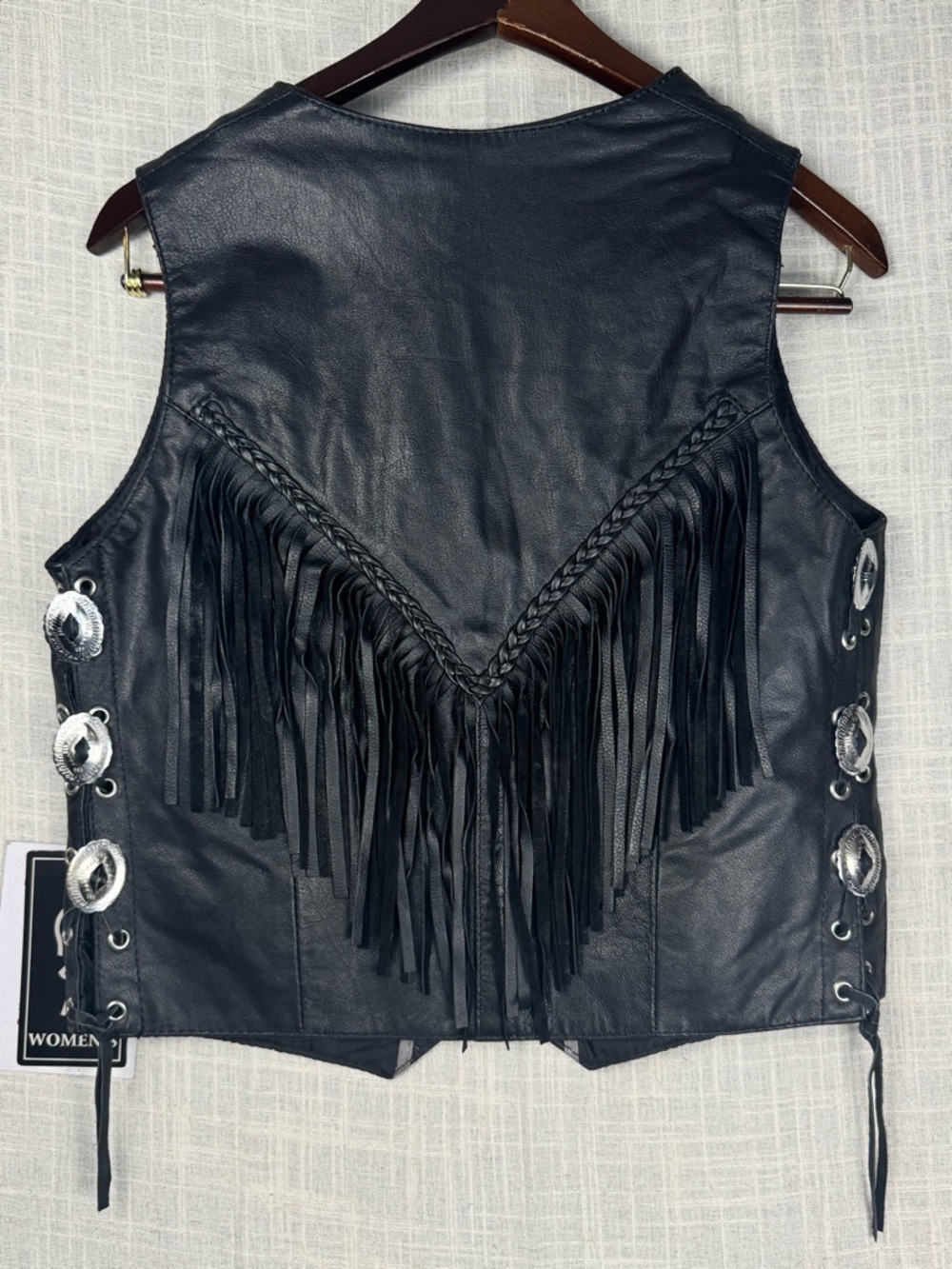 Unik Black Leather Fringe Vest - Picture 2 of 10